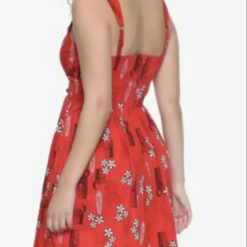 Disney Lilo And Stitch Red Mini Dress Tropical Hawaiian Keyhole Peakaboo Bodice - Picture 2 of 8